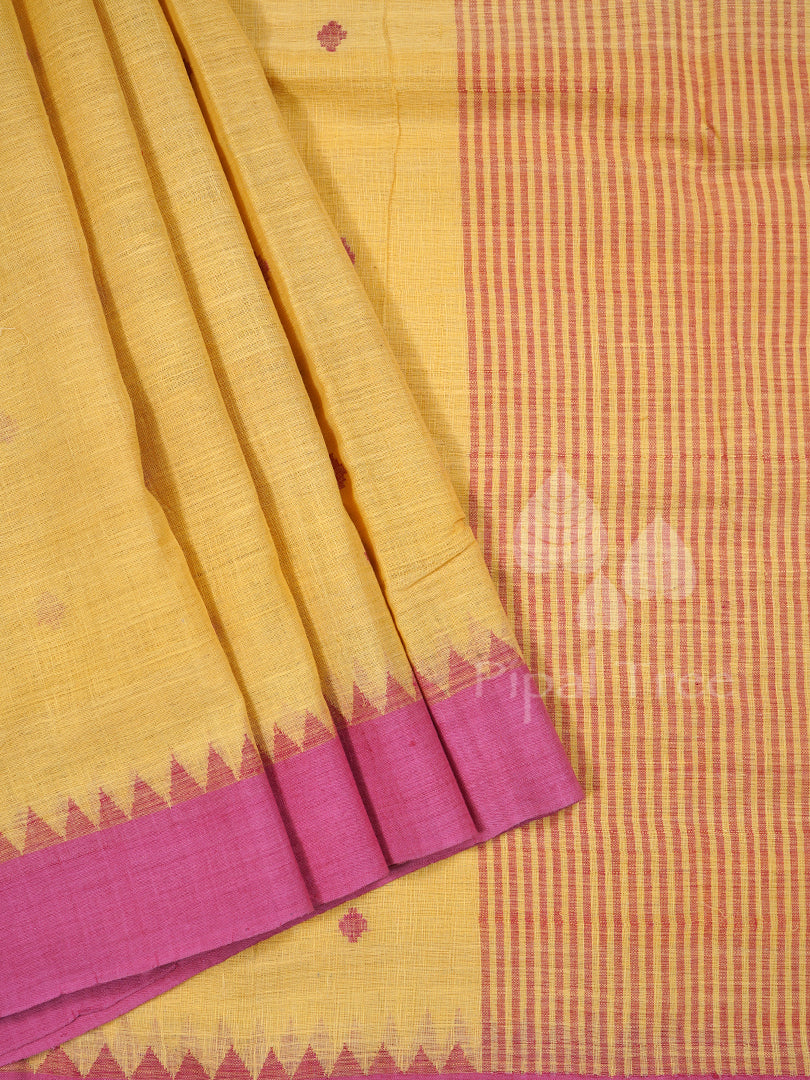 Yellow Natural Dye Khadi Red Jamdani Buta