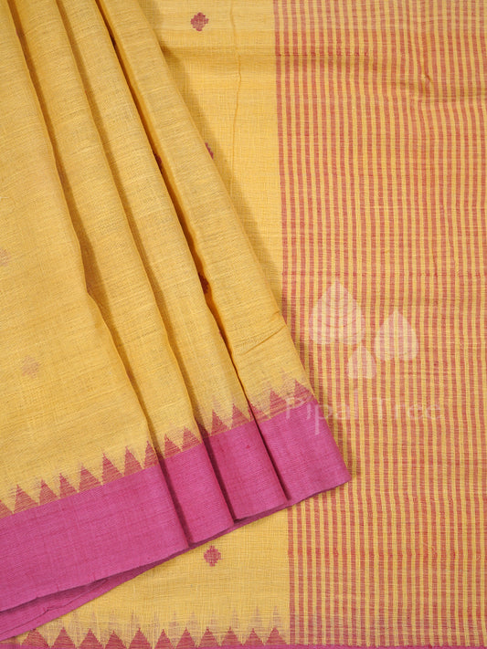 Yellow Natural Dye Khadi Red Jamdani Buta