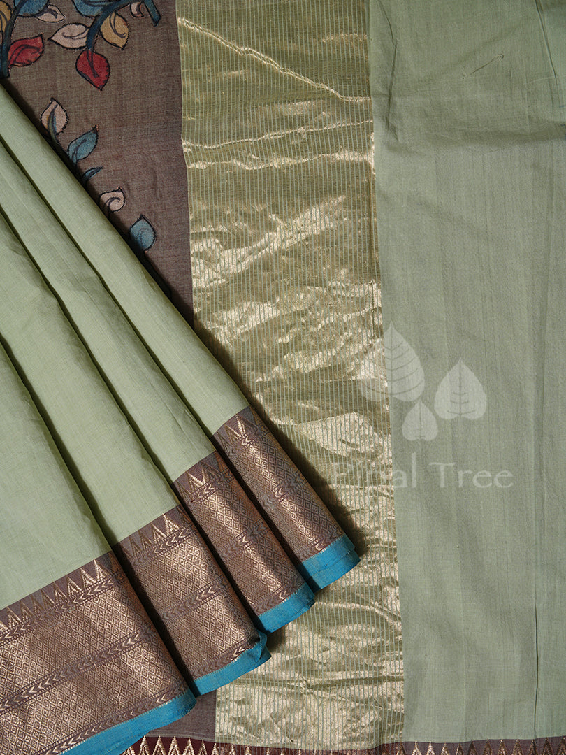 kalankari applique on mangalagiri cotton