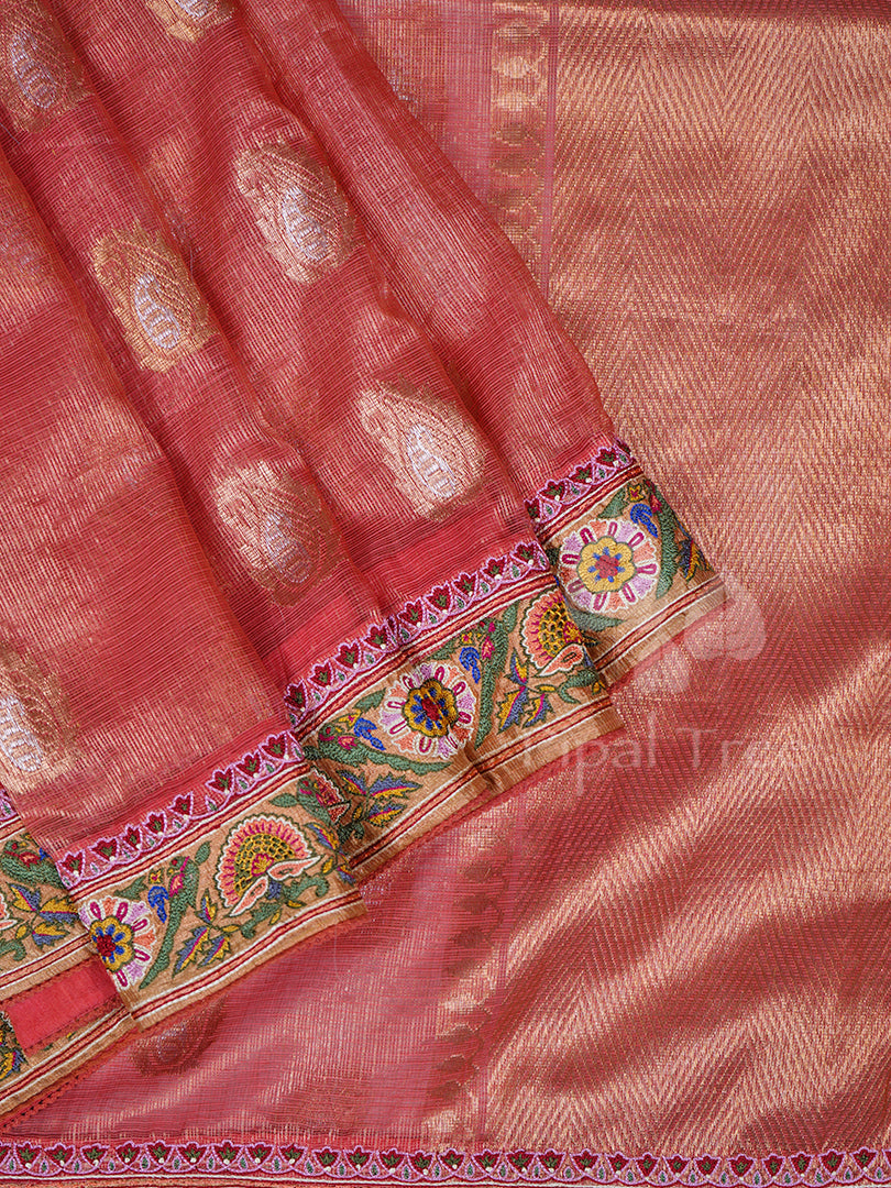 Orange Double Tissue Kota Embroidery