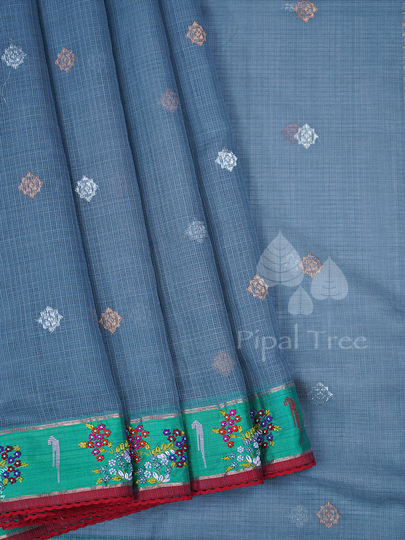 Grey Green Kota Embroidery