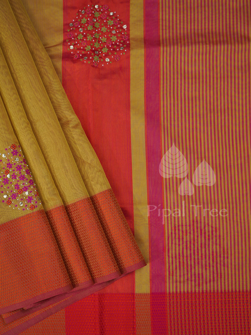 Yellow Silk Cotton Embroidery