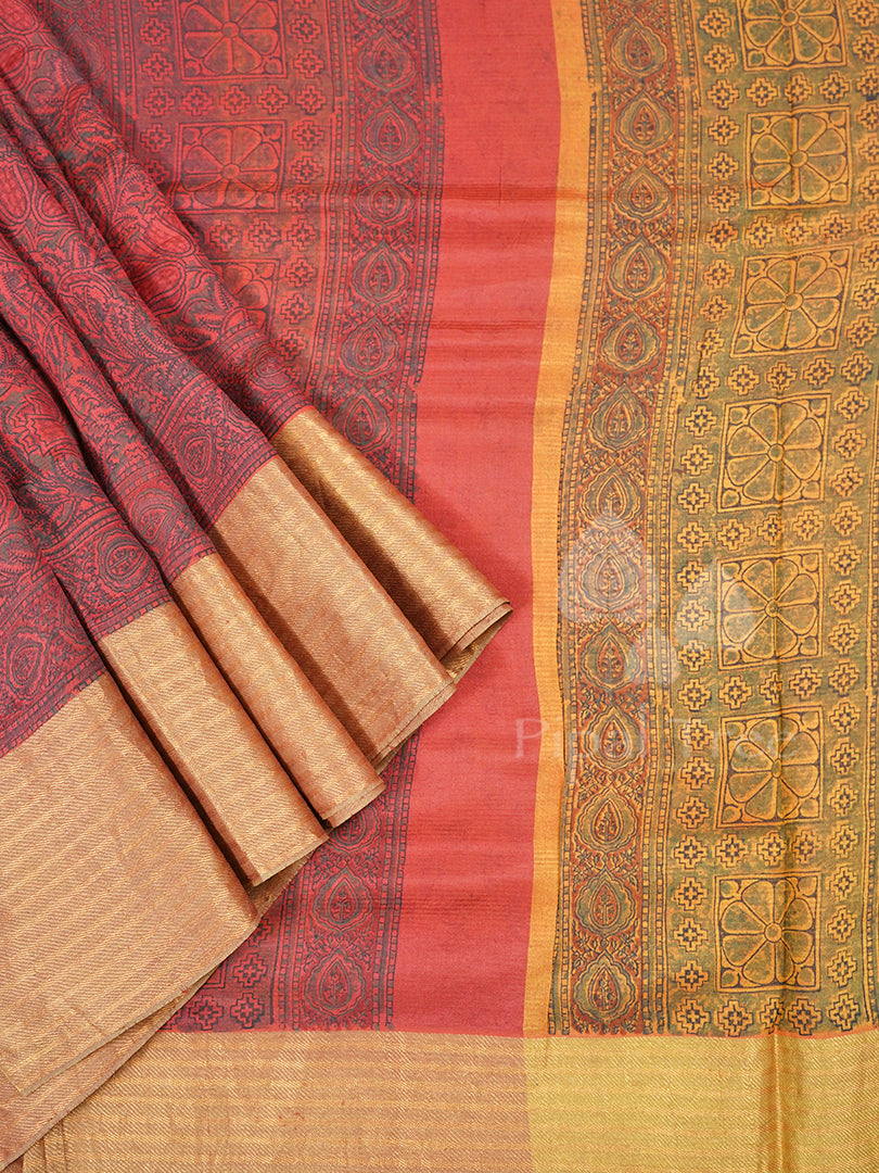 Silk Cotton Kalamkari Print Maroon