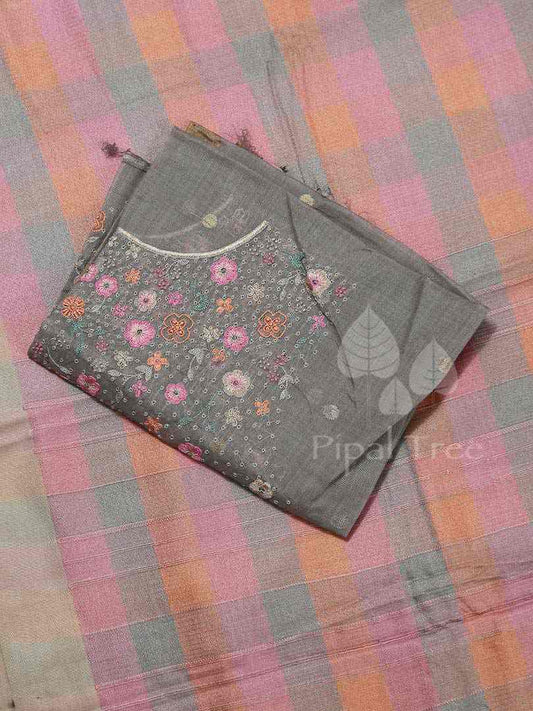 Pink Multicolored Checks in Eri silk