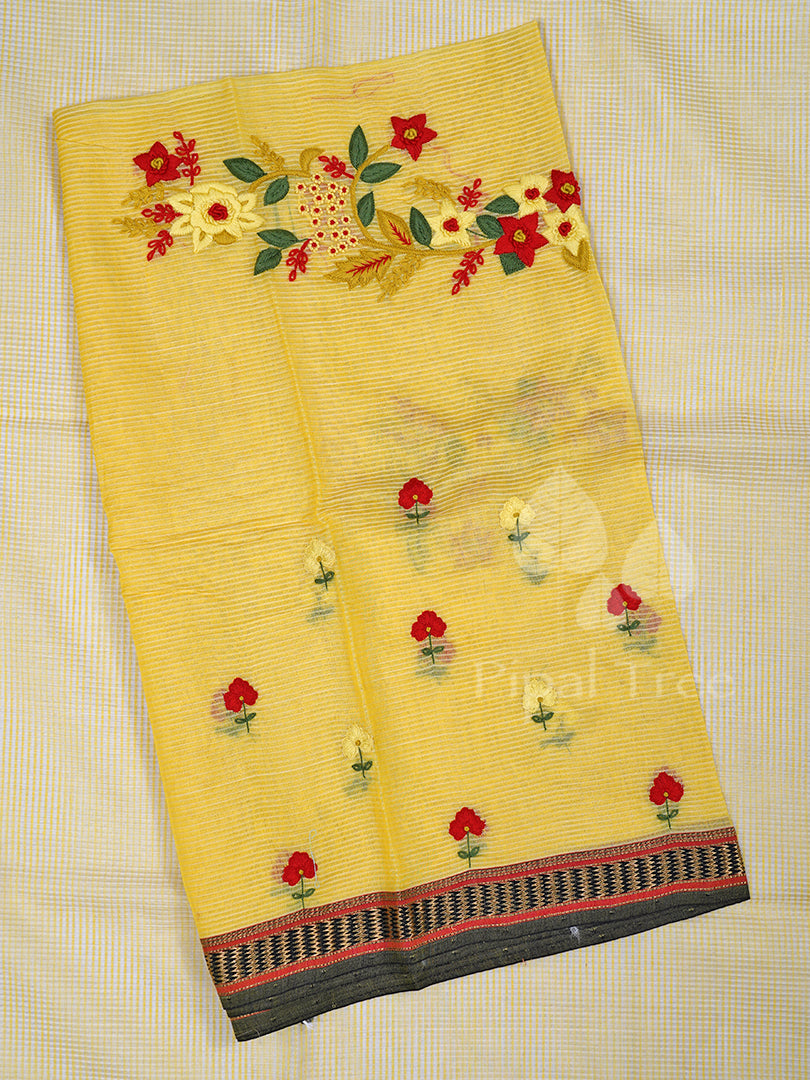 Yellow Maheshwari Black Border