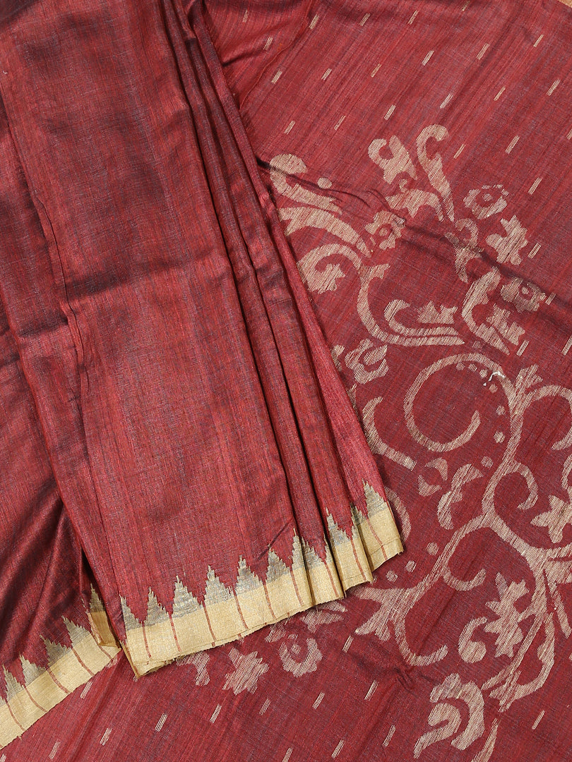 Matka Silk in maroon with a woven pallu