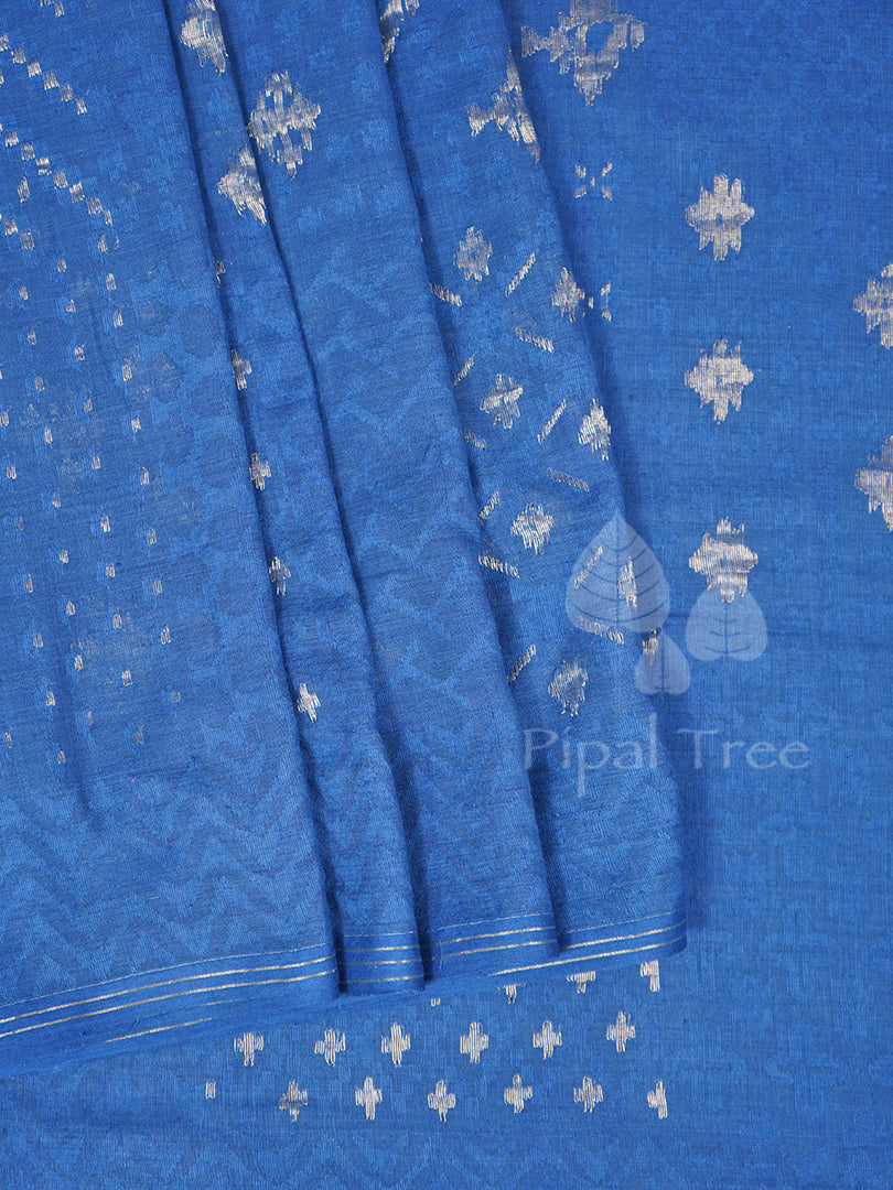 Indigo Jamdani Cotton fabric by Piple Tree