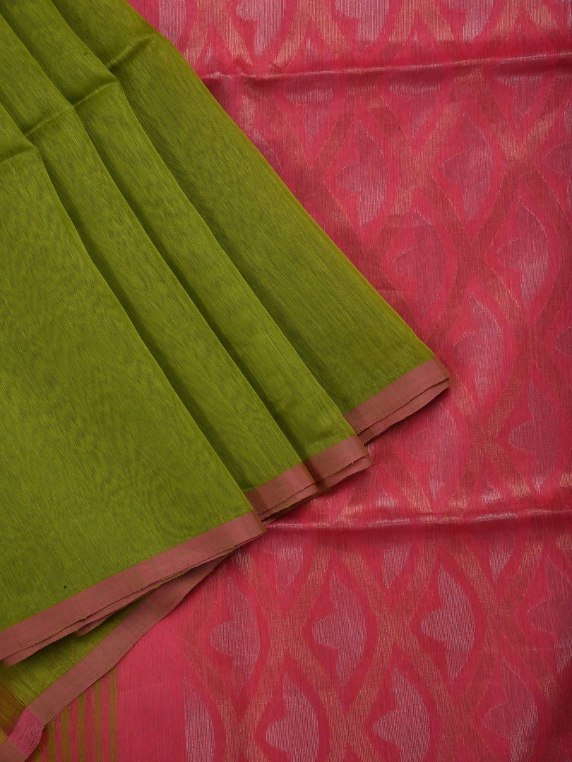 Silk Linen Green & Pink