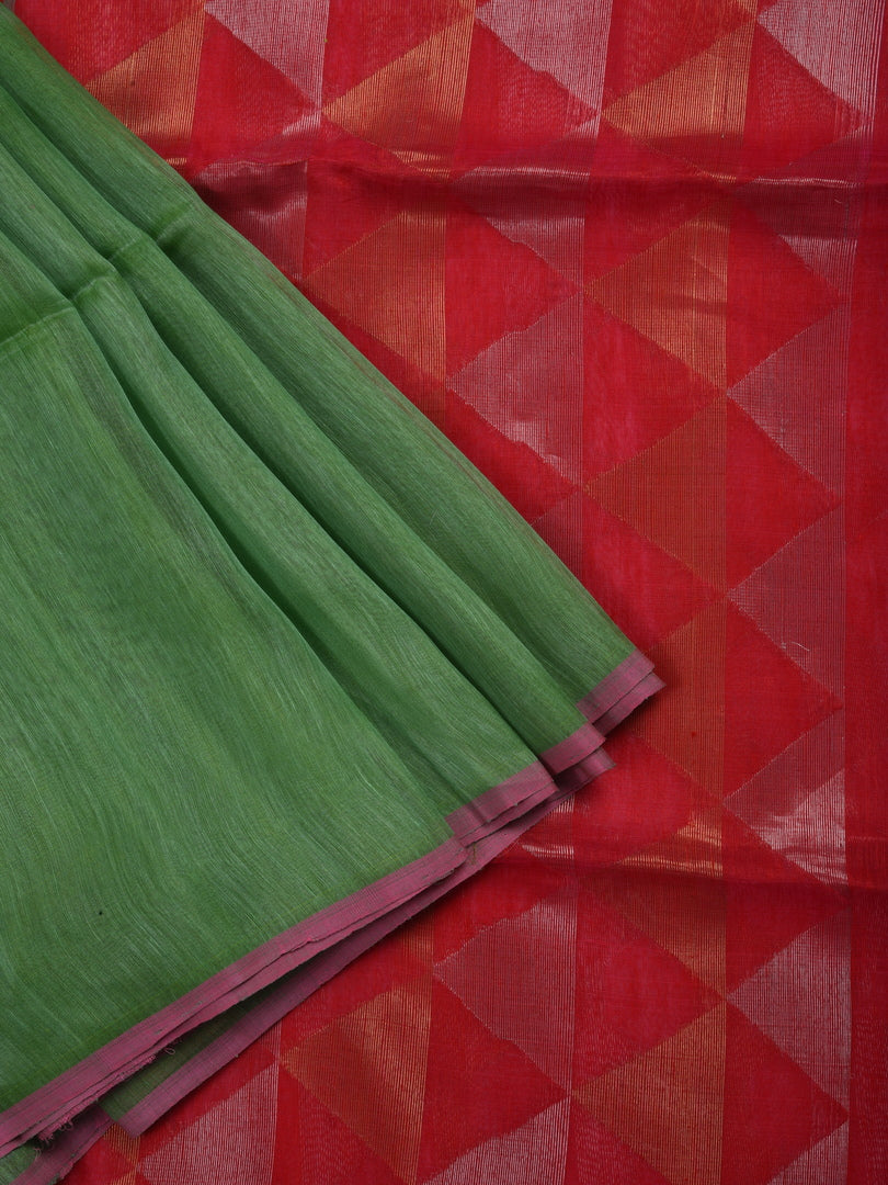 Silk Linen in Green & Red
