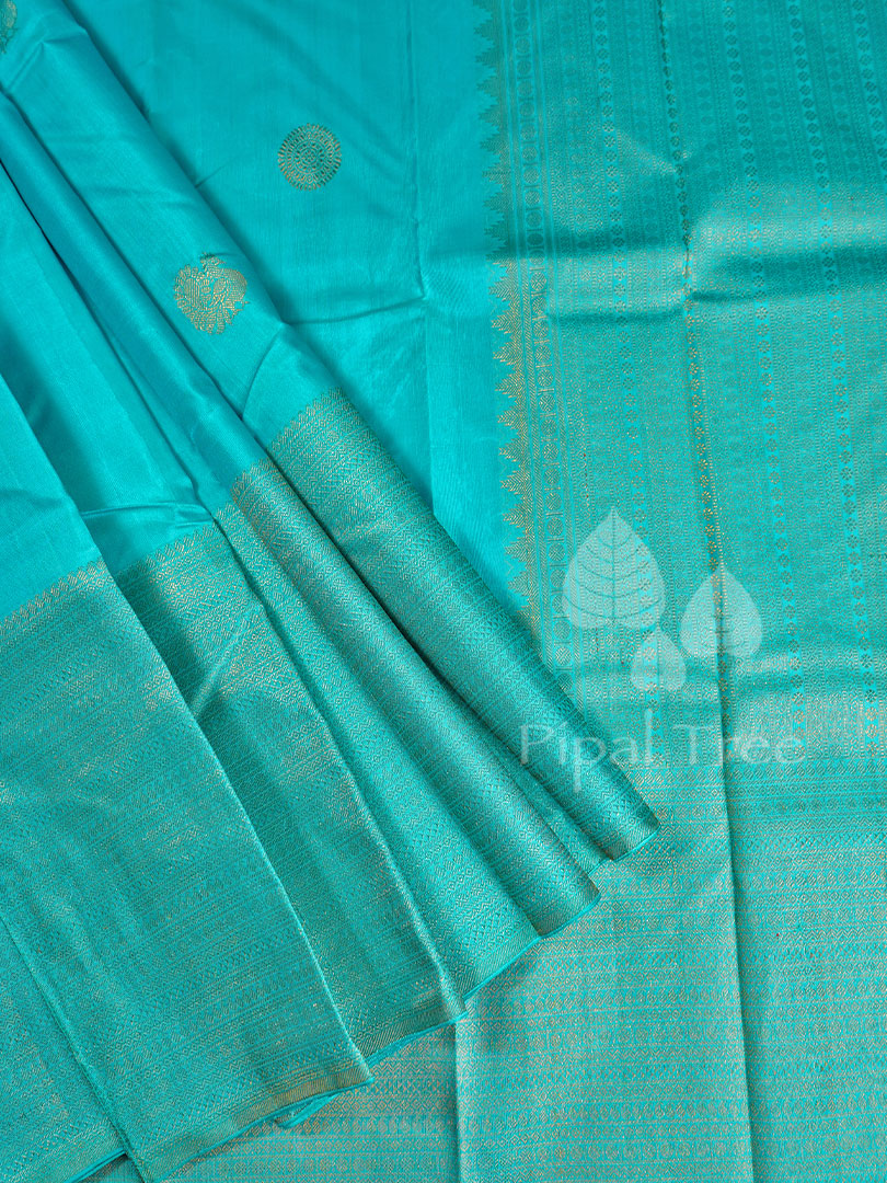 Aqua blue coloured kanchi saree