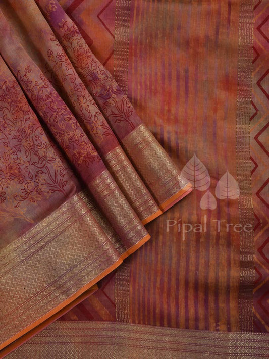 Orange Maheshwari Printed