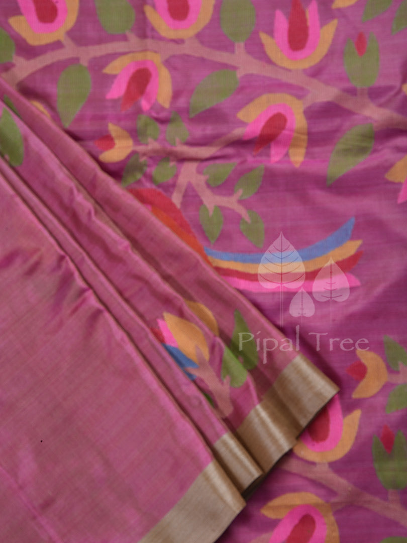 Pink Bengal Silk Jamdani