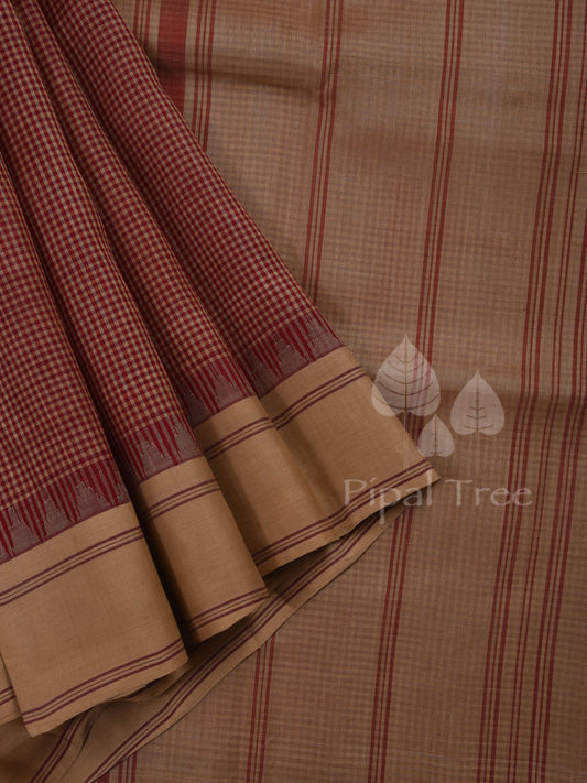 Kanchi Silk Cotton Maroon Checks