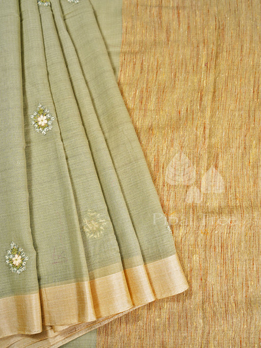 Pale green coloured kota with embroidery
