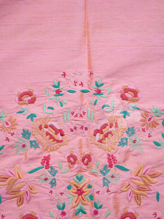 Peach Raw Silk All Over Fabric