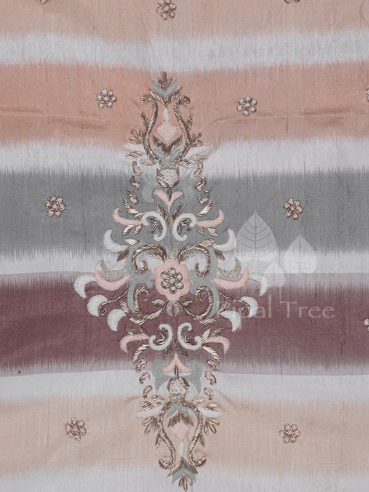 Ikkat Stripes Embroidery Fabric