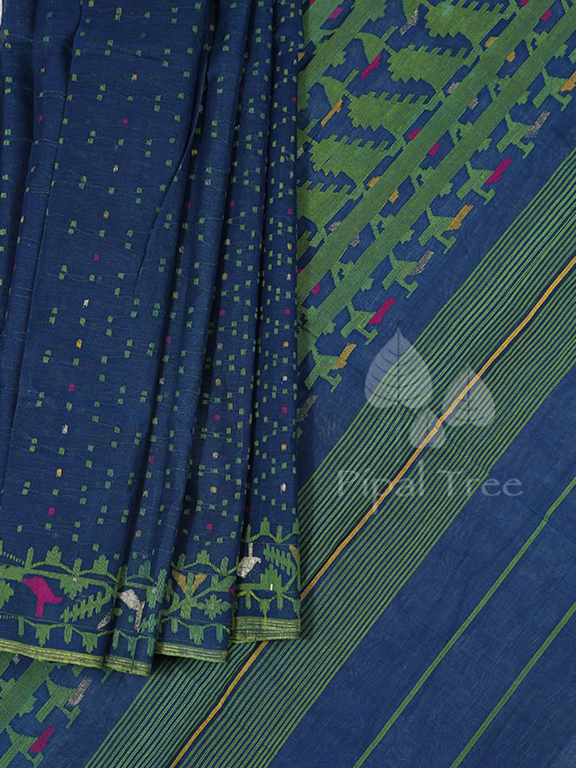 Dhakai Jamdani in Royal Blue