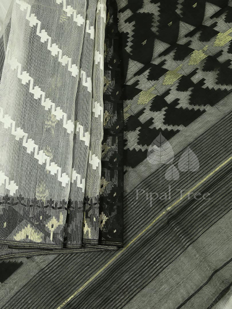 Dhakai Jamdani Partly in Black&amp;White