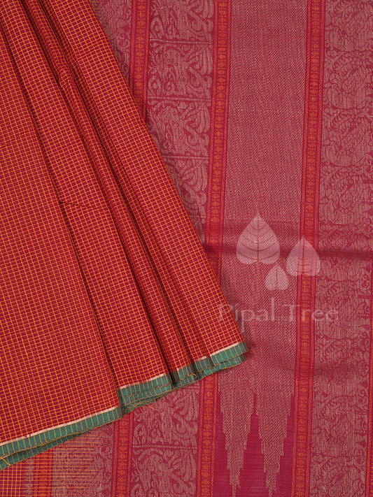 Red Kanchi Cotton Checks
