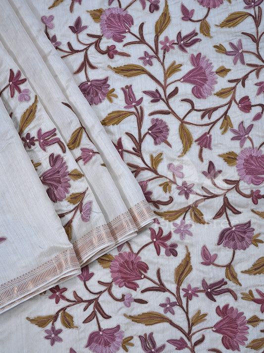 Moonga Tussar Kasmiri Applique