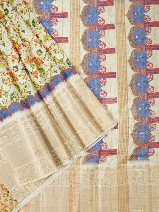 Silk Cotton Digital Print Cream