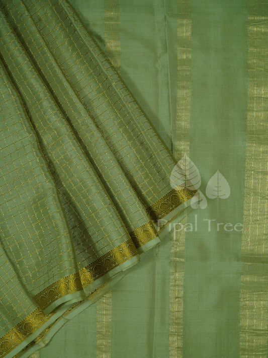 Green Checks Mysore Crepe