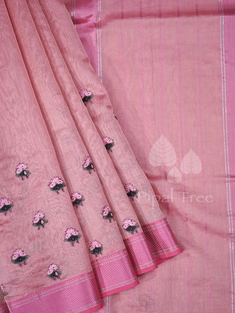 Peach Maheshwari Applique