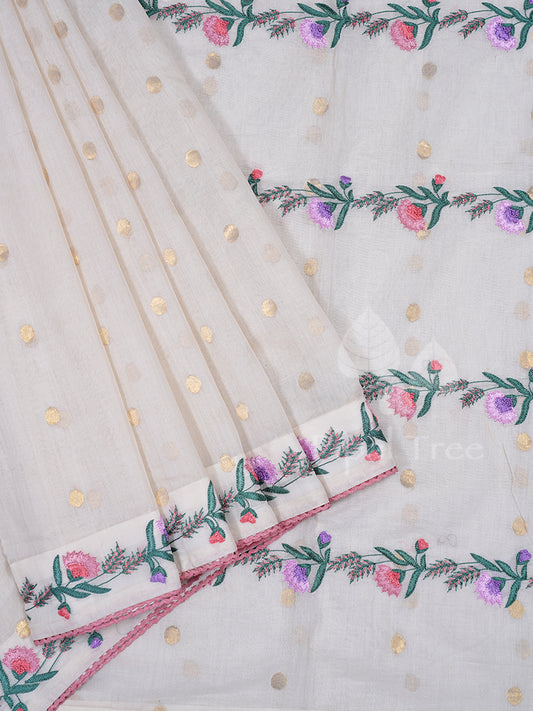 White Venkatagiri Cotton Embroidery
