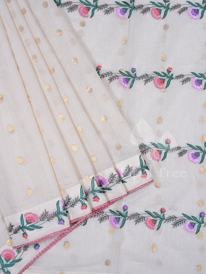 White Venkatagiri Cotton Embroidery