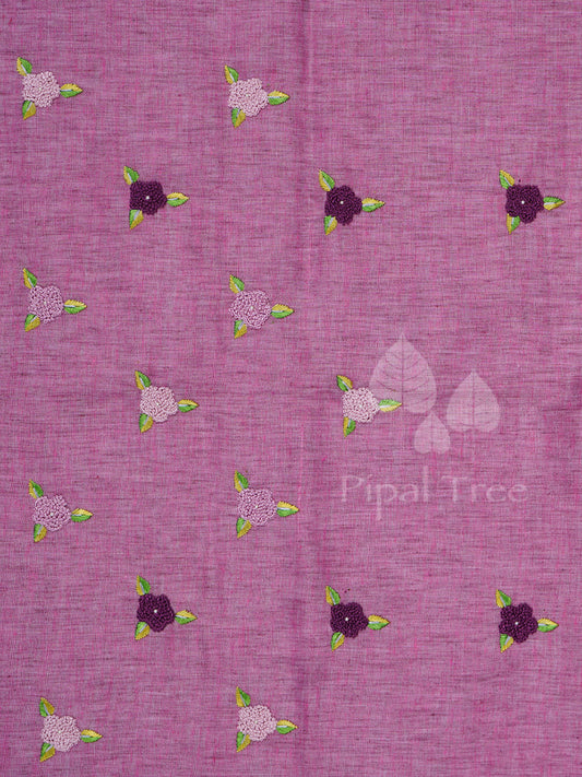 purple linen knot work fabric