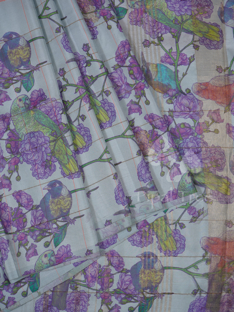 Kanchi Grey And Peach 1/2 And 1/2 Digital Print