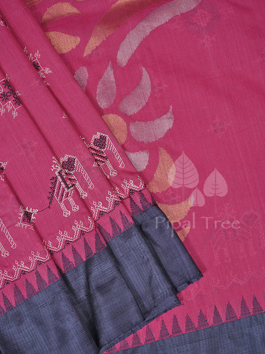 Pink Pallu Jamdani Khadi Cotton
