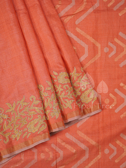 Orange Tussar Applique