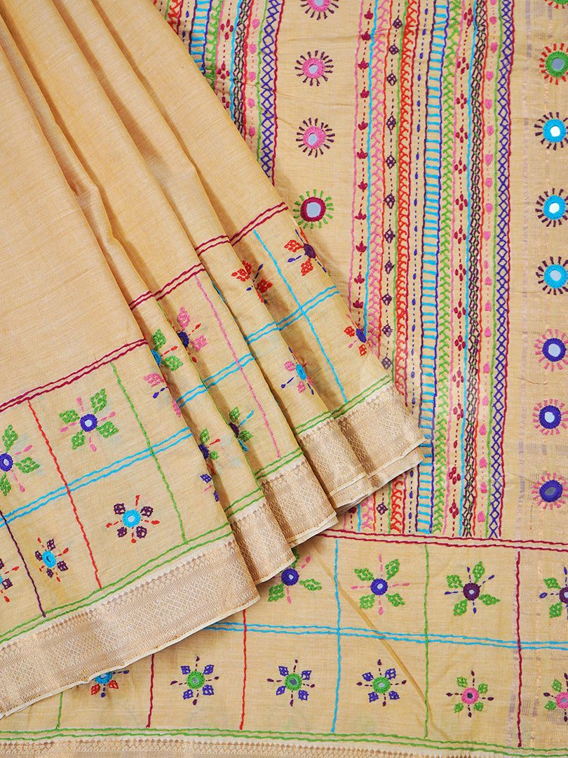Beige Cotton Lambani Embroidery