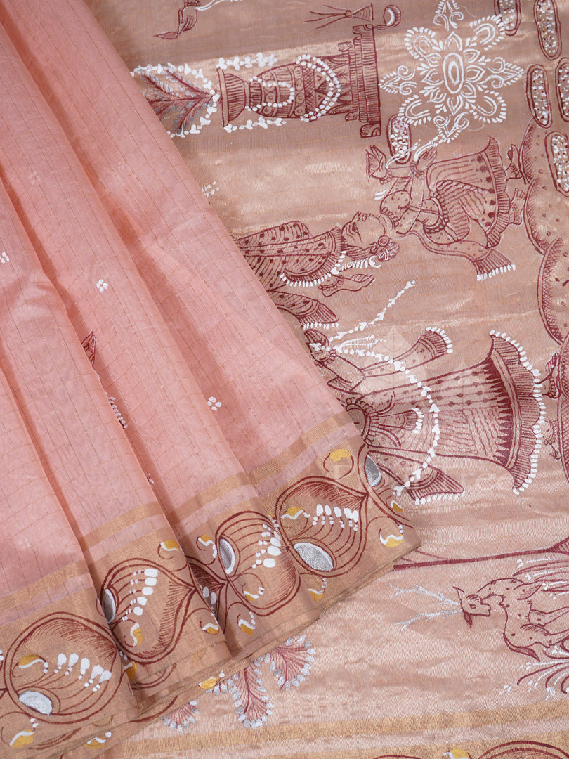 peach maheshwari patachitra painting
