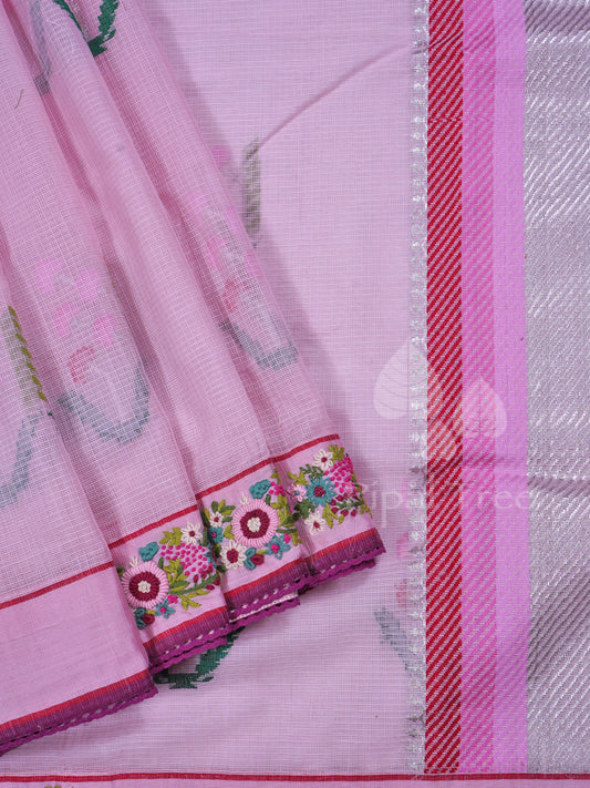 Pink Zari Kota Embroidered