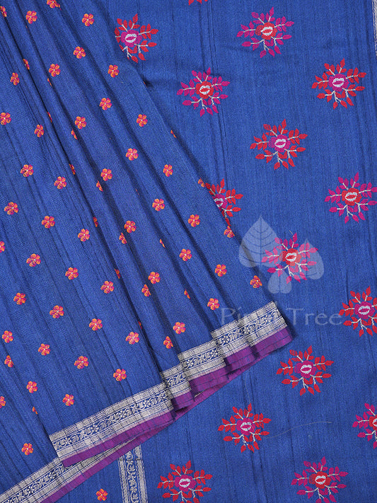 Navy Blue Tussar Banaras