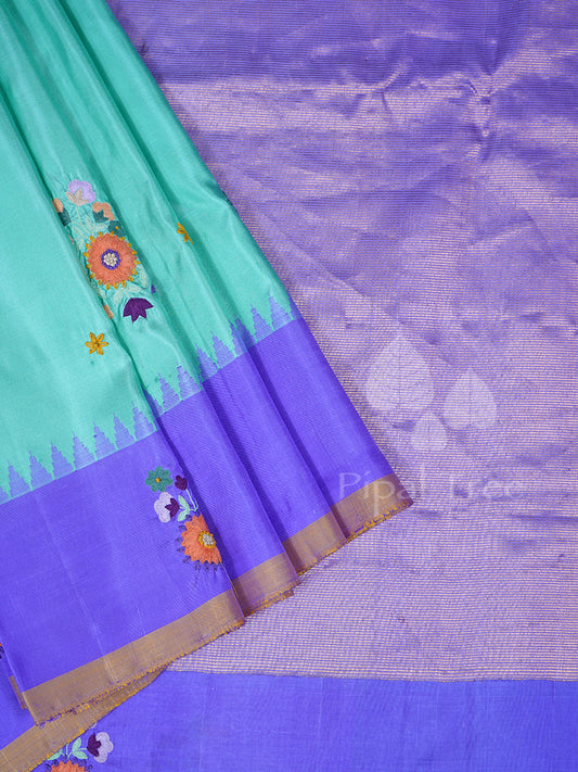 Sea Green Purple Border Embroidery