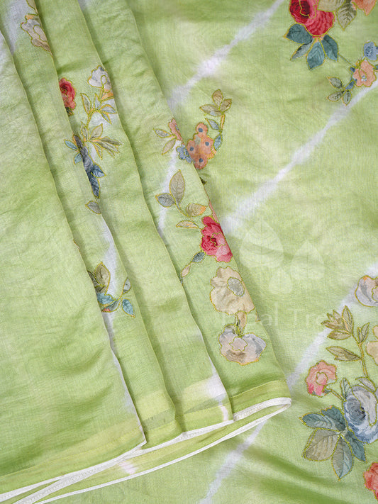 Green Maheshwari Lehariya Applique