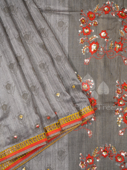 Grey Matka Embroidered