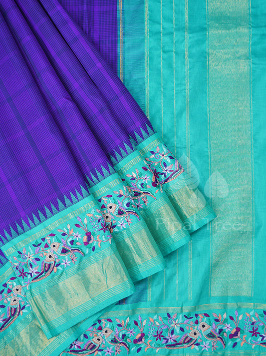 Purple Green Border Kanchi