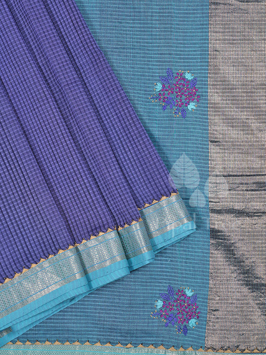 Purple Mangalagiri Cotton Embroidery