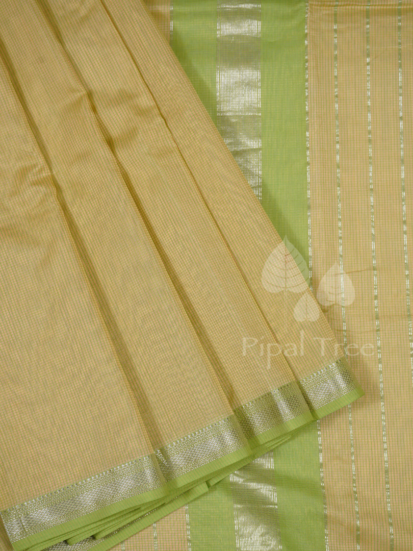 Checks Yellow With Embroidered Blouse