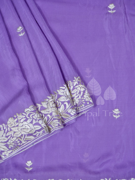 Lavender Crepe Parsi Gara