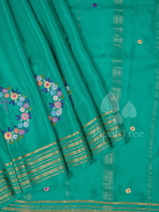 Green Mysoor Crepe Embroidery