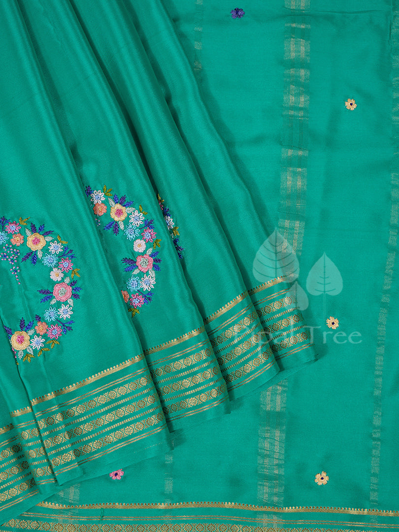 Green Mysoor Crepe Embroidery