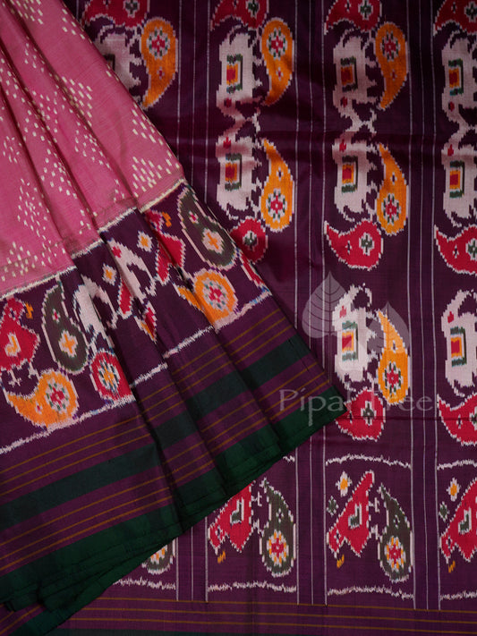 Pink Ikkat Purple Border
