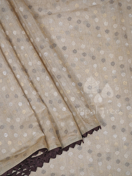 Cream Moonga Tussar Partly