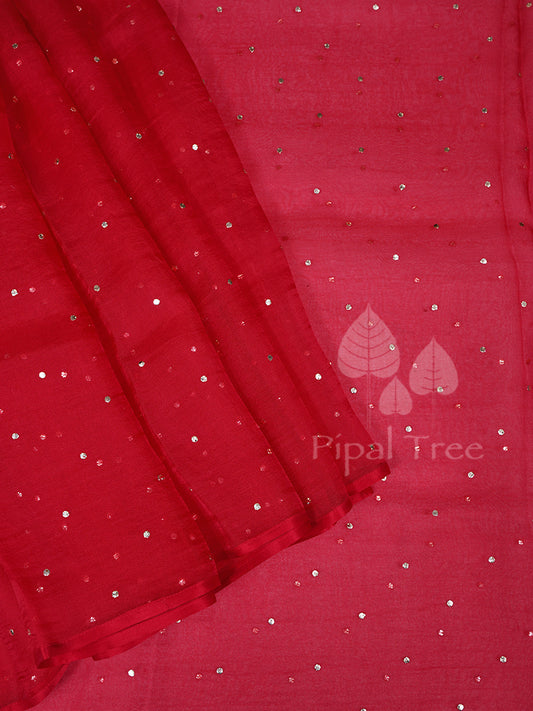 Red Organza Mukaish