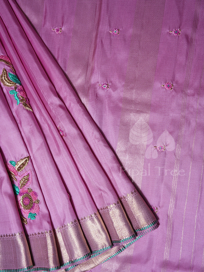Pink Embroidered Kanchi